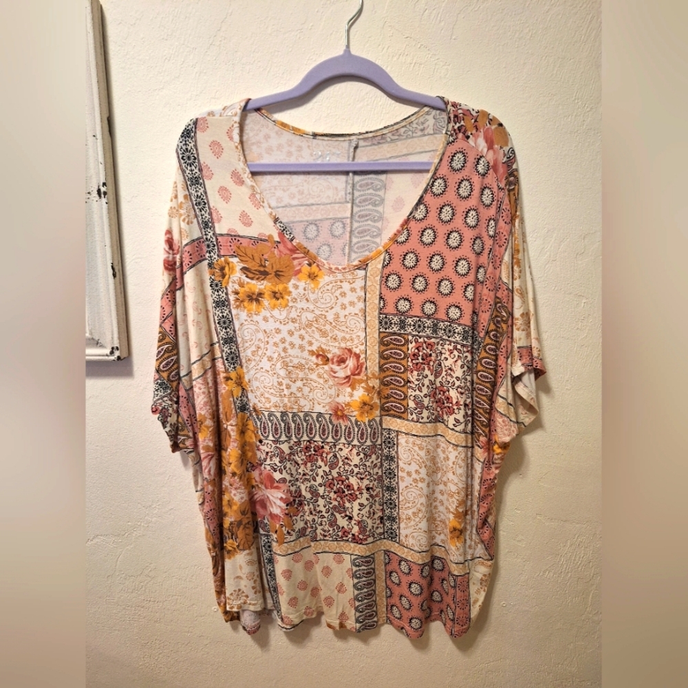 Maurices Floral Patchwork Dolman Sleeve Top 1x